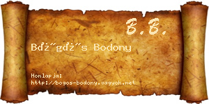 Bögös Bodony névjegykártya
